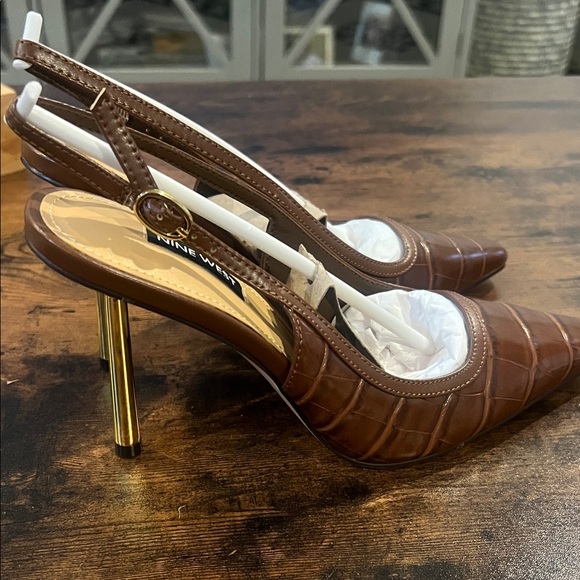 Nine West Orlanda slingback stiletto pumps Croc-Embossed Slingback Heels - Picture 5 of 5